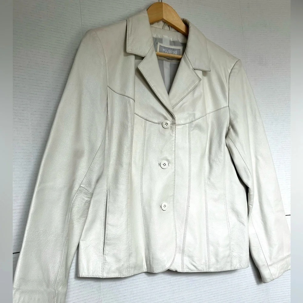 Vintage Wilsons Leather Maxima classic Jacket off white size M - Picture 2 of 10
